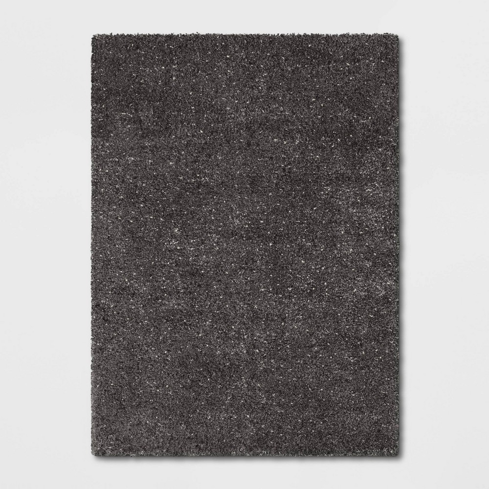 7'x10' Salt/Pepper Shag Rug Black - Project 62™