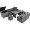 6-Piece All-Weather PE Rattan Patio Conversation Set With Adjustable Seat,Storage Box,Removable Covers And Tempered Glass Top Table -Maison Boucle - 4 of 4