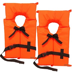 2 Pack Coast Guard approved life jackets for adults. High visibility color Type II keyhole life vest. Compliance flotation device - 1 of 4