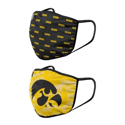 NCAA Iowa Hawkeyes Youth Clutch Printed Face Covering 2pk