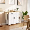 Kitchen Island Cart with Rolling Kitchen Island, Drop Leaf, 2 Storage Cabinets, 2 Drawers, 3-Tier Spice Racks, and Towel Holder, White - 4 of 4