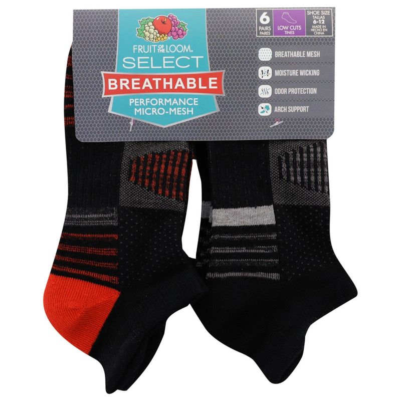 Fruit of the Loom Men's 6pk Breathable Performance Low Cut Socks - 6-12, 3 of 8