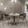 Round Dining Table with Sintered Stone Top and X-Shaped Stainless Steel Pedestal Base – Seats 2–3 People, Kitchen & Dining Room Table for Cafes - 3 of 4