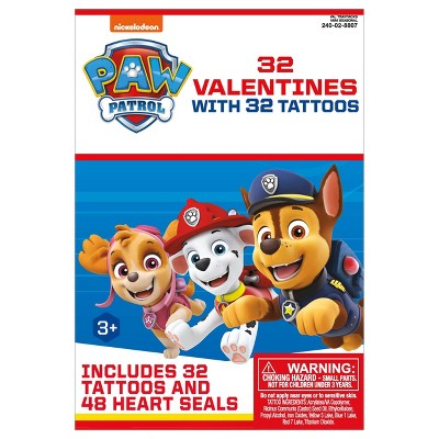 Image of 32ct Valentine's Deluxe Tattoos Exchange Cards PAW Patrol