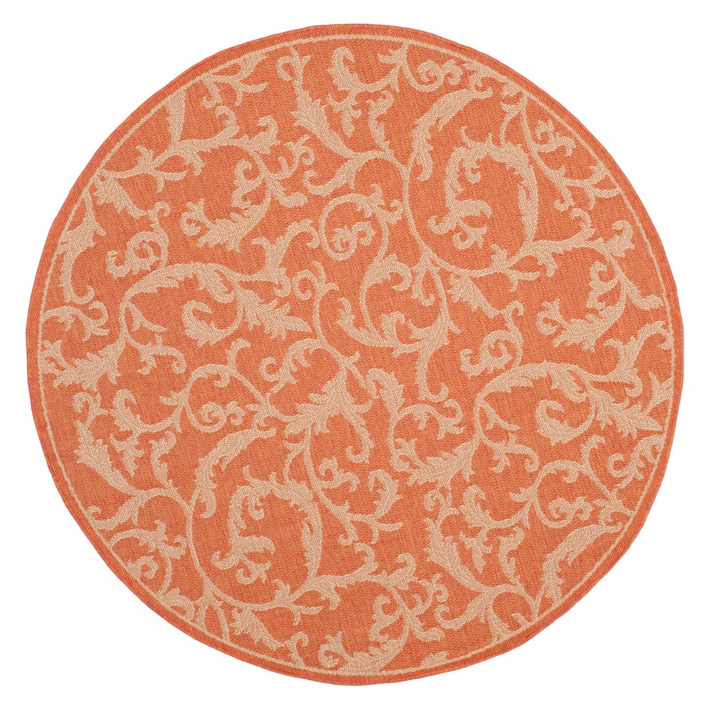 6'7in Round Jassy Outdoor Rug Terracotta/Natural - Safavieh