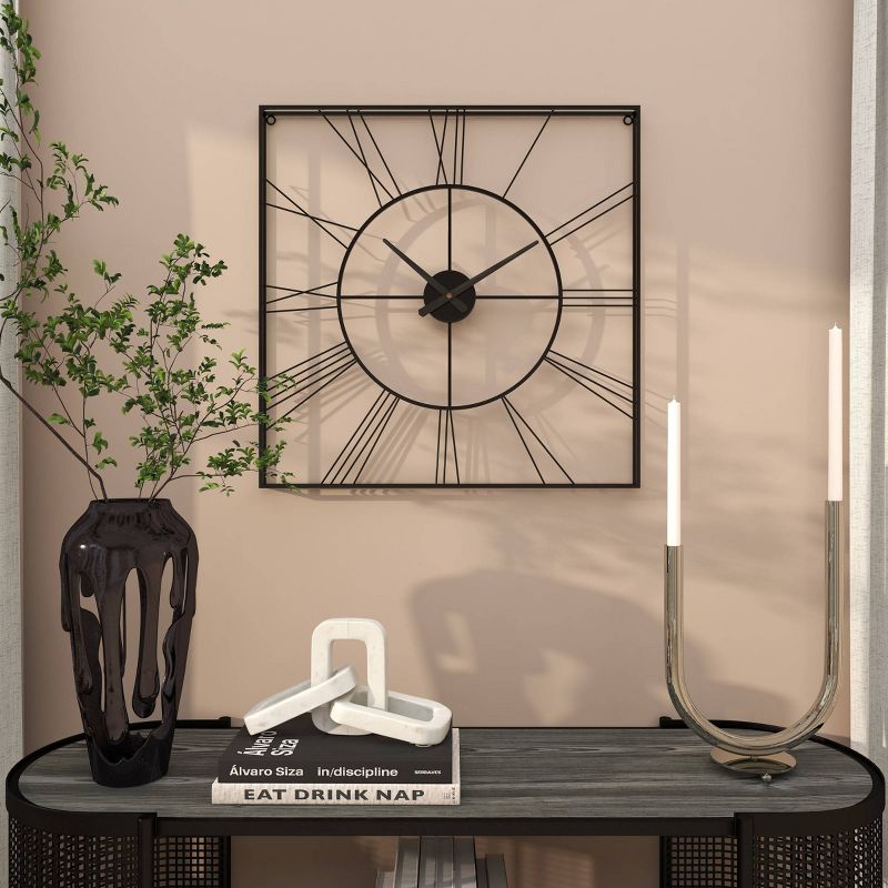 24"x24" Metal Open Frame Square Wall Clock - CosmoLiving by Cosmopolitan, 2 of 19
