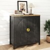 Vlsrka 31.5-Inch Rustic Wood Sideboard with Fluted Doors and Adjustable Shelves – Ideal for Dining Room, Living Area, or Entryway. - 3 of 4