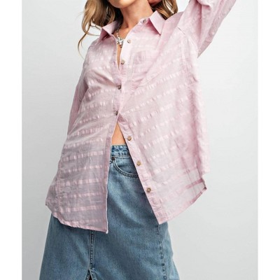 Women's TEXTURED VOILE BUTTON DOWN SHIRT - Easel