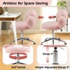 Rbied Armless Desk Chair Teddy Fabric Makeup Vanity Chair with Wheels & Adjustable Height, Cute Accent Chair for Bedroom Living Room Office - 3 of 4