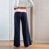 Womens Wide Leg Pants Color Block Velvet Wide Leg Lounge Long Pants - 3 of 4