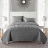 FIONECA Nina Embossed Basketweave Reversible Quilt Set Light Blue Machine Washable Year-Round Bedding - 2 of 4