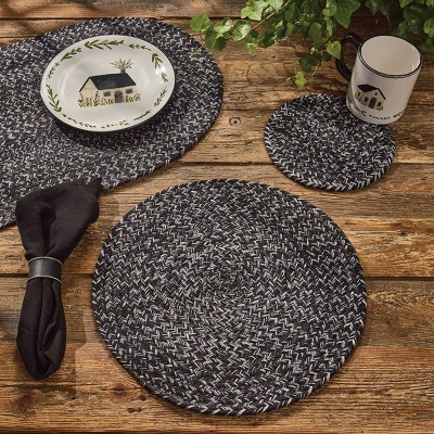 Pepper Black and Gray Braided Cotton Table Runner 15" x 36"