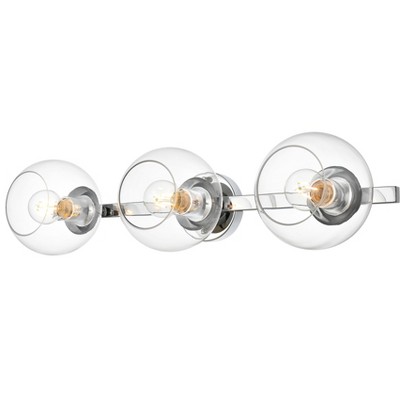 Chrome and Clear Glass 3-Light Dimmable Bath Sconce