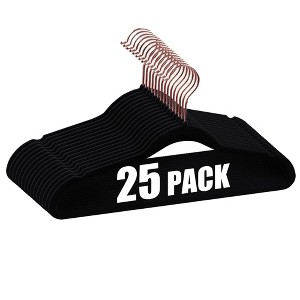 VECELO 25/30/50/60/100 pk Velvet Clothes Hangers Non Slip & Space-Saving Clothes Hangers with Finger Clips & Tie Rack 9 Color - 1 of 4