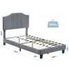 coucheta Twin Bed Frame with Velvet Upholstered Headboard Low Profile Platform Bed - 2 of 4