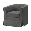 Woven Fabric Swivel Barrel Chair with Full Foam Seat and Skirted Base for Living Room - 2 of 4