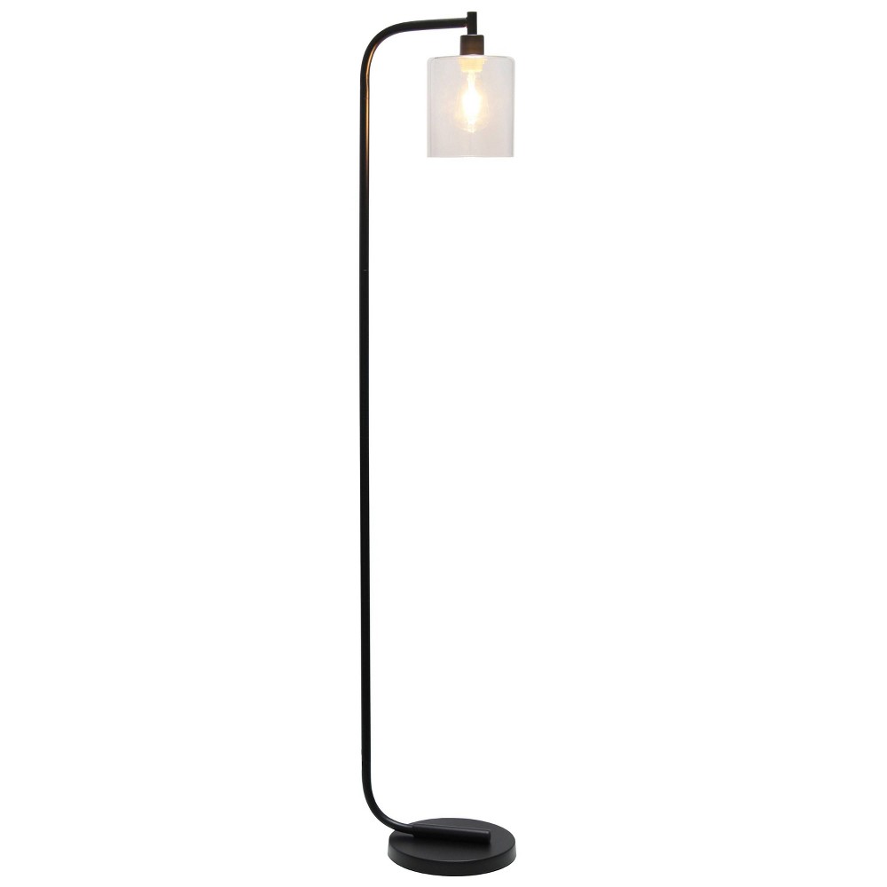 Photos - Floodlight / Street Light iRon Antique Style Industrial  Lantern Floor Lamp with Glass Shade Black - Simple Designs: ETL Listed, 60W, Metal Body 