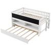 CAVINAS Twin Size Loft Bed with Storage Shelves & Blackboard/ Trundle,Wooden Bunk Bed Frame for Kids Room,Bedroom - 3 of 4