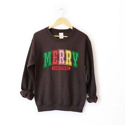 Simply Sage Market Women's Graphic Sweatshirt Merry Christmas Varsity Colorful