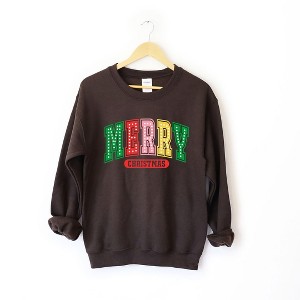 Simply Sage Market Women's Graphic Sweatshirt Merry Christmas Varsity Colorful - 1 of 4