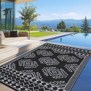 EcoSummer 108 × 216 in Waterproof Outdoor Rug, Geometric Print Washable Patio Carpet, Foldable for Deck Balcony Camping - 1 of 4