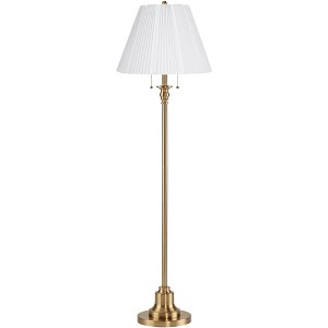 360 Lighting Dyna 58" Antique Brass White Pleated Shade Floor Lamp - 1 of 4