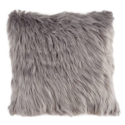 Hastings Home 675948ETB Gray Faux Fur Shag Pillows, Set