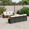 vidaXL 8 Piece Patio Sofa Set with Cushions Black and Cream Poly Rattan - 2 of 4