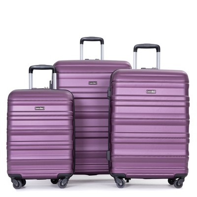 3 Piece Luggage Set,Hardshell Suitcase Set with Spinner Wheels & TSA Lock,Expandable Lightweight Travel Luggage Set of 3, Purple