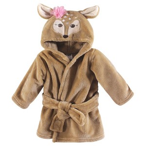 Hudson Baby Infant Girl Plush Animal Face Bathrobe, Fawn, 0-9 Months - 1 of 1