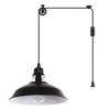 DORESshop  1-Light Black Industrial Bowl Shade Pendant Light with 16.4 ft. Plug-In Cord and On/Off Switch - 2 of 4
