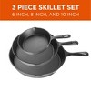 COMMERCIAL CHEF Pre-Seasoned Cast Iron 3-Piece Skillet Set, 6Inch 8Inch 10 Inch, Black - image 2 of 4