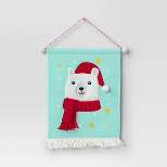 15.25" Fabric Polar Bear Hanging Wall Décor Aqua - Wondershop™