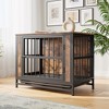 TiramisuBest Furniture Style Dog Crate Side Table on Wheels with Double Doors and Lift Top.Grey,38.58inw x 25.5ind x 27.36inh. with Grey for - 2 of 4