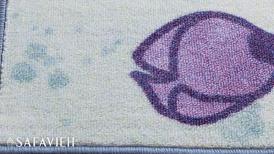 Blue Geometric Kids Washable Non-slip Area Rug