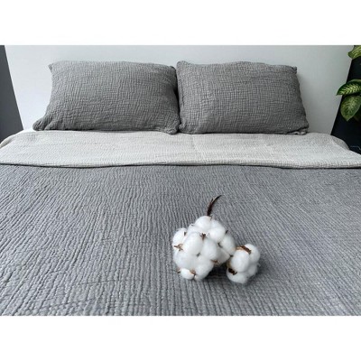 Anthracite King Organic Cotton Reversible Bedspread Set