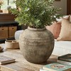LuxenHome Weathered Terracotta Finish with Textured Ridges Round Vase, Farmhouse Decor - 2 of 4