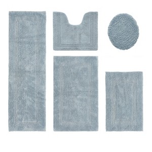 Lux Premium 100% Cotton Tufted Solid Reversible 5 PC Bath Rug Set – Ultra-Soft, Water-Absorbent, Durable, Machine Washable Bathroom Rug - 1 of 4