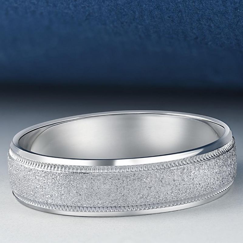 Pompeii3 Platinum 7mm Flat Comfort Fit Brushed Wedding Band Mens Ring, 4 of 6