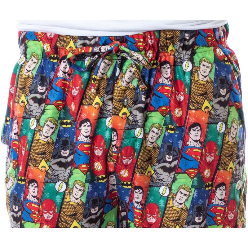 DC Comics Mens' Justice League Holiday Superhero Christmas Pajama Pants Multicoloured, 3 of 5