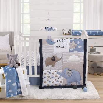 Carter's Blue Elephant 3 Piece Nursery Crib Bedding Set