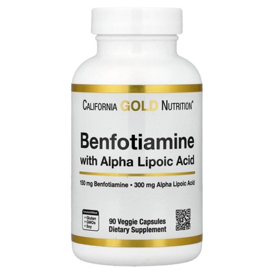 California Gold Nutrition Benfotiamine + Alpha Lipoic Acid and L-Leucine, 90 Veggie Capsules