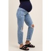 Pinkblush Light Blue Ripped Knee Rolled Cuff Straight Leg Maternity Jeans - 4 of 4
