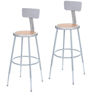 Hampden Furnishings 2pk 25"-33" Adjustable Heavy Duty Steel Barstool with Backrest Gray - 1 of 4