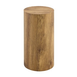 Gulches Wood Grain Round MDF Indoor Coffee Table 11x11x21 Inch Cylindrical Industrial Style No Assembly - 1 of 4