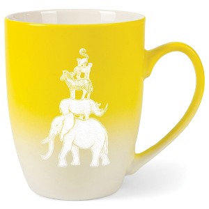 Elanze Designs 12 Ounce Ceramic Decorative Laser Engraved Elephant Rhino Zebra Cheetah Lemur Giftable Novelty Tea Coffee Cup Mug Yellow and White - 1 of 4