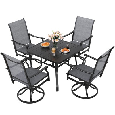 Maggift Patio Seating Sets, 5-Piece Outdoor Table and Chairs Set, with Swivel Chairs, Patio Table, Paded, for Poolside, Gray, 25.2"*25.2"*48.6"