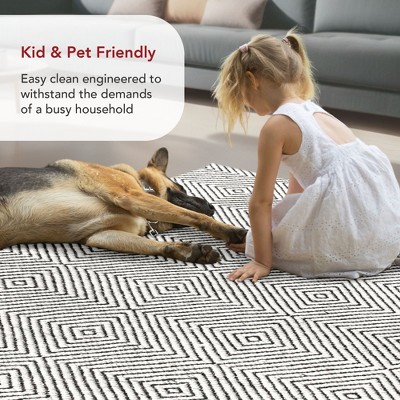 Ivory Geometric Handwoven Wool Runner Rug, 2' 6" x 6'