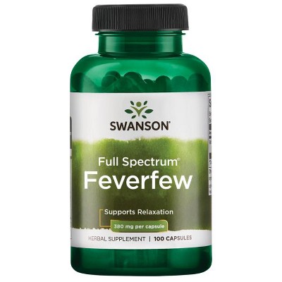 Swanson Herbal Supplements Full Spectrum Feverfew 380 mg 100 Caps.