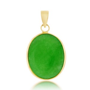 Classic Gold 14K Yellow Gold, Jade 13x11mm Oval Pendant - 1 of 2